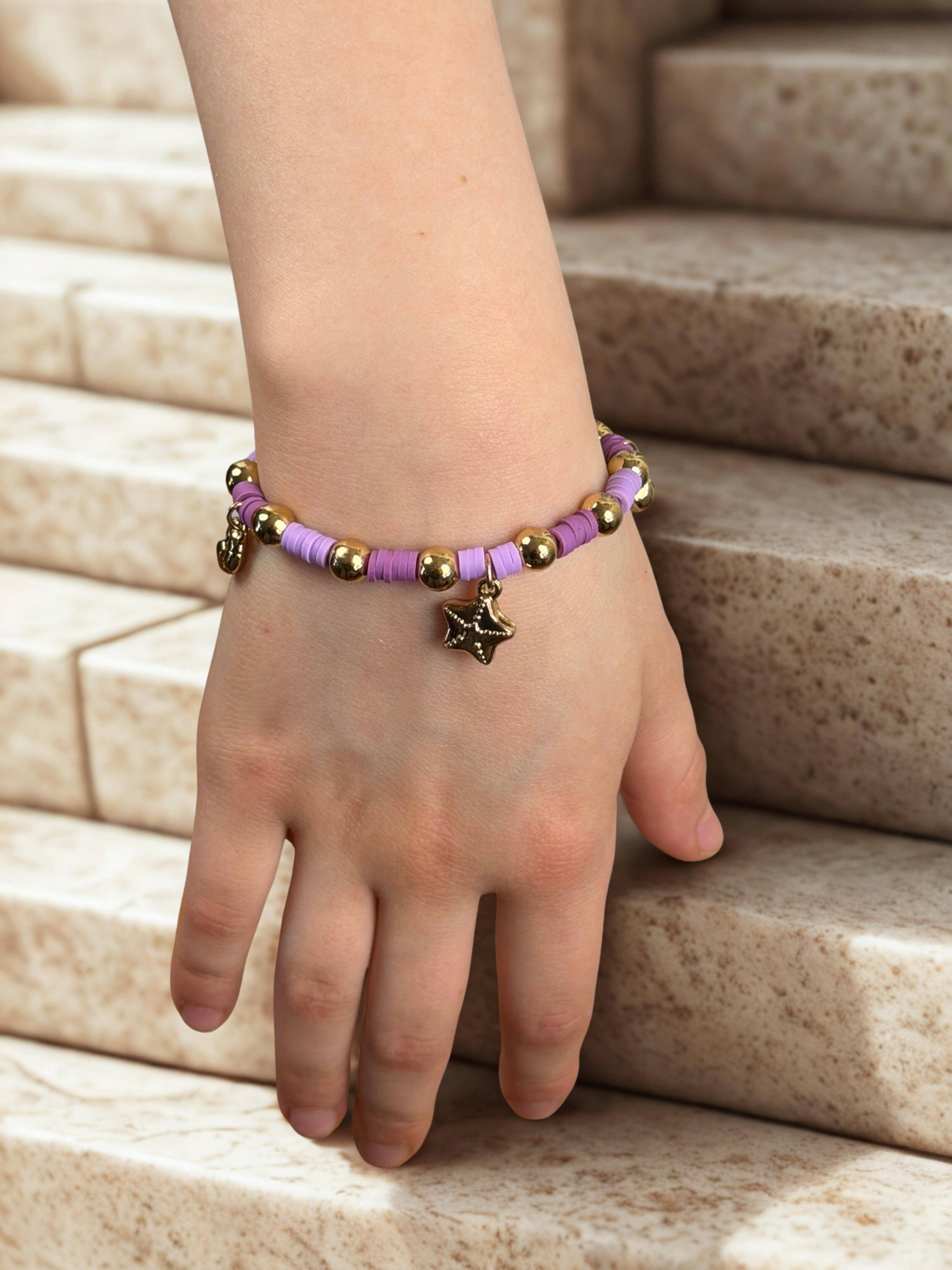 Girls 4-Layer Gold Plated Charm Bracelet – Lilac Ocean Style