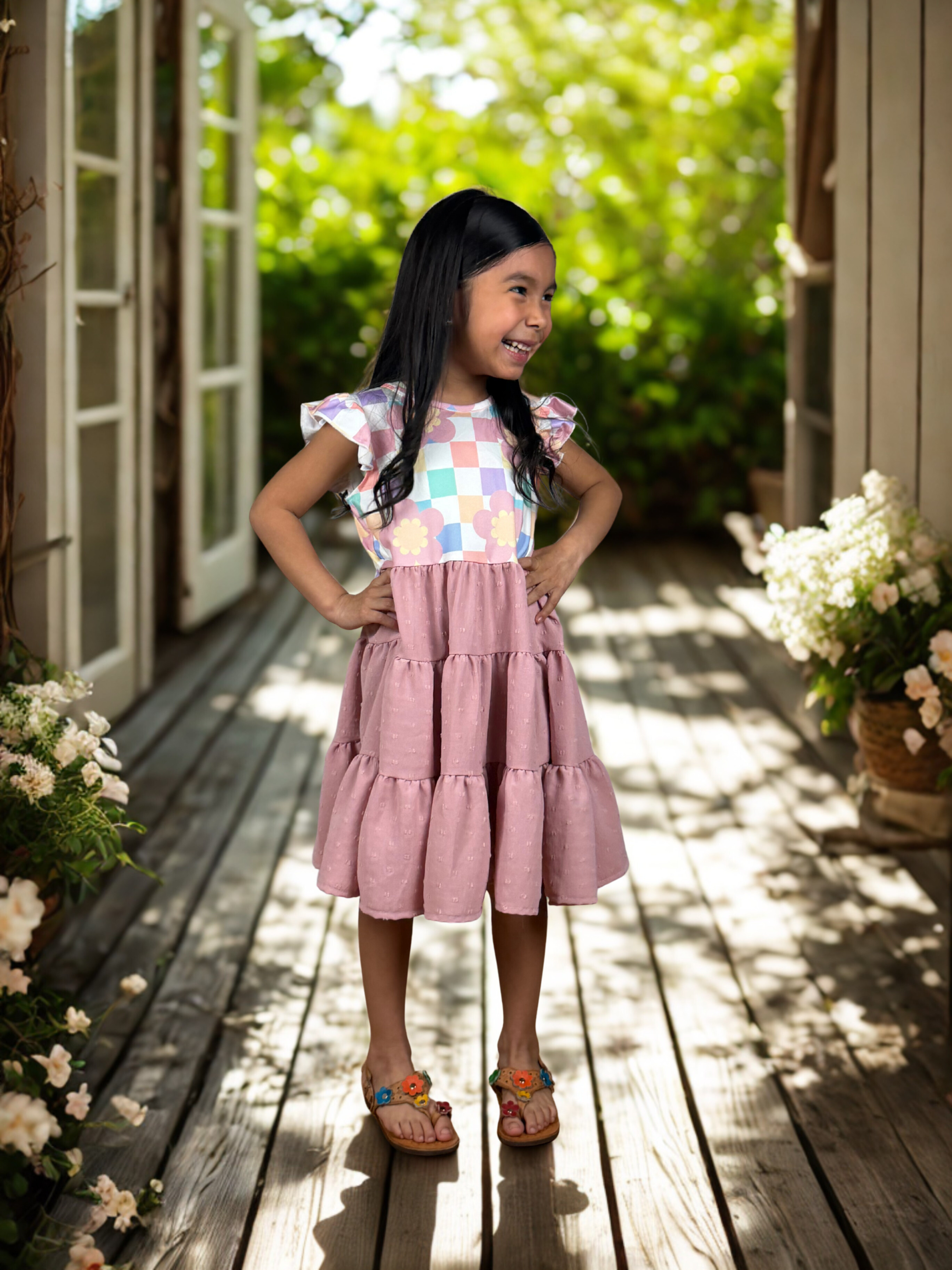 Girls Pastel Patchwork Ruffle Dress – Spring & Summer Outfit