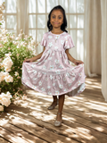 Girls Blush Floral Flutter Sleeve Twirl Dress