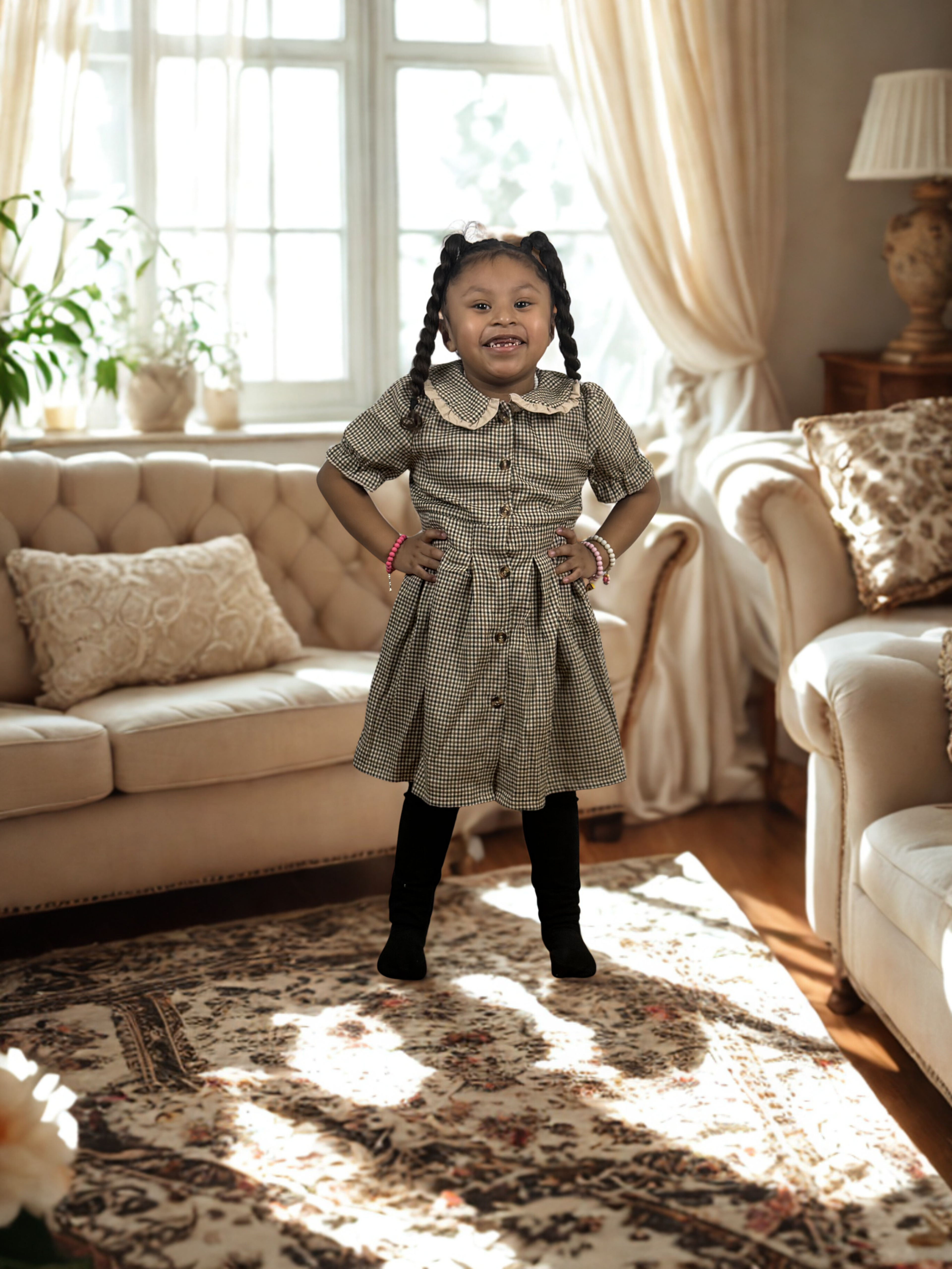 Vintage Plaid Girls Dress – Classic Boutique Style