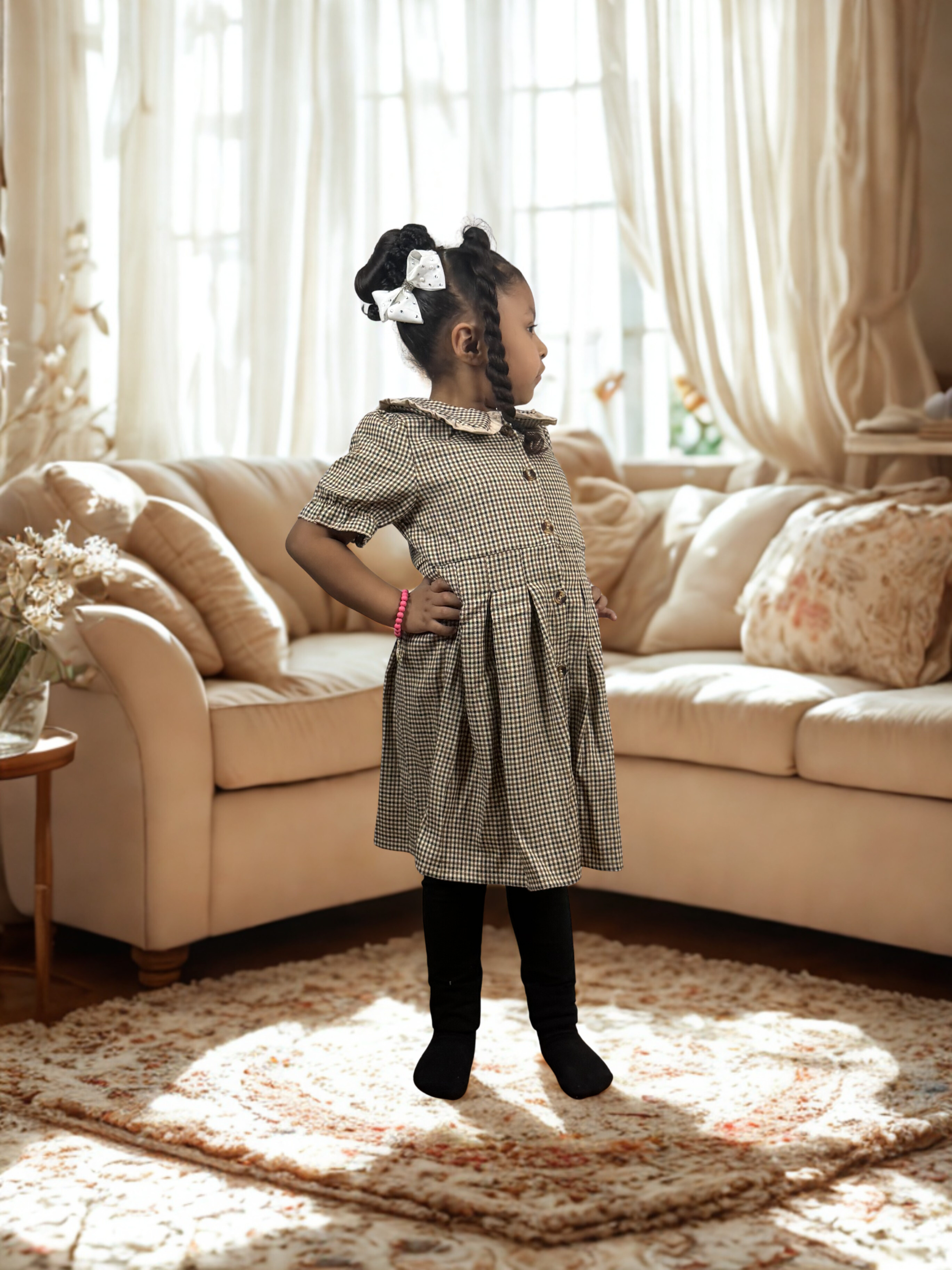 Vintage Plaid Girls Dress – Classic Boutique Style