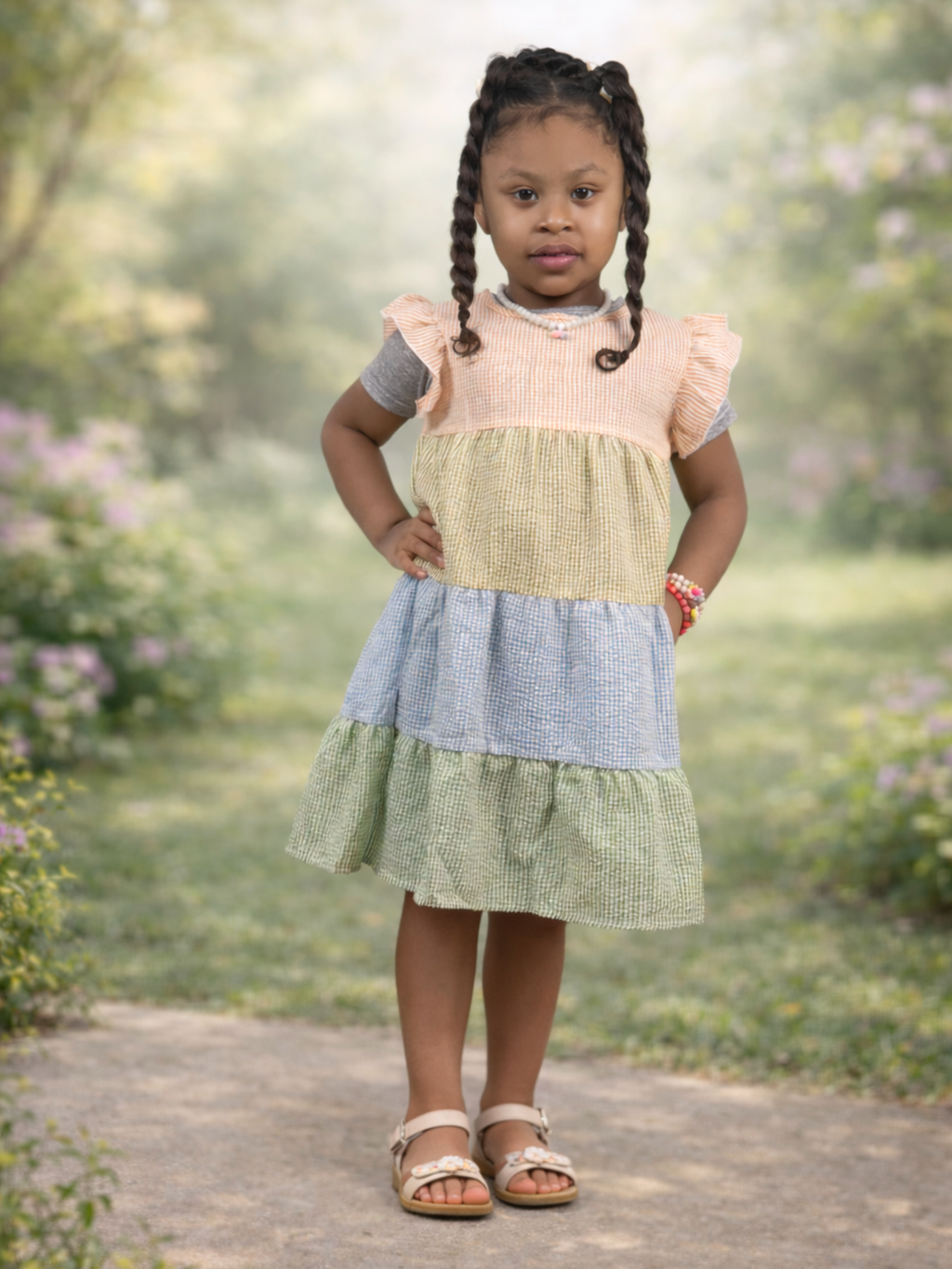 Girls Pastel Tiered Dress – Spring & Summer Style