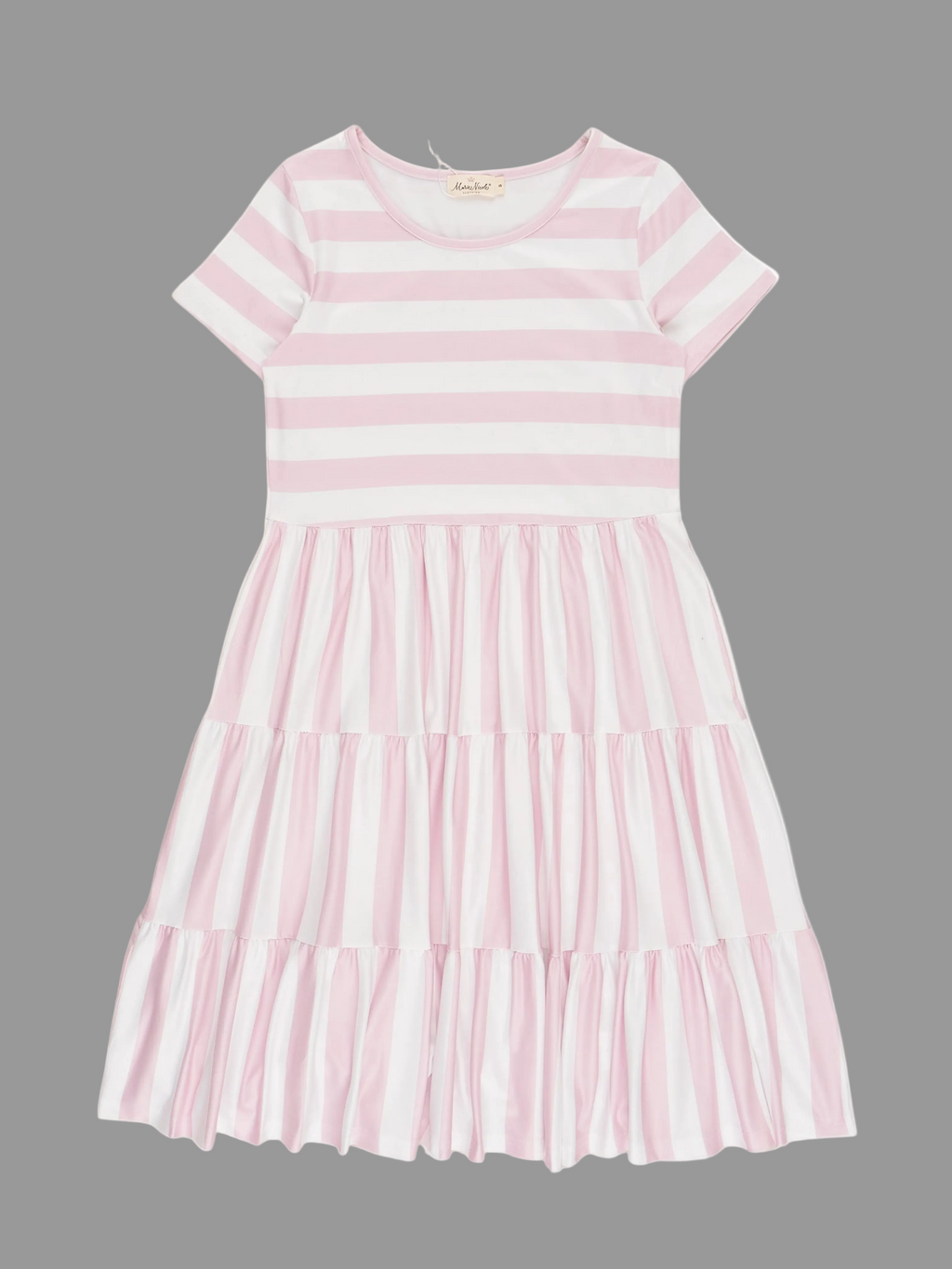 Pink Stripe Ruffle Dress – Girls