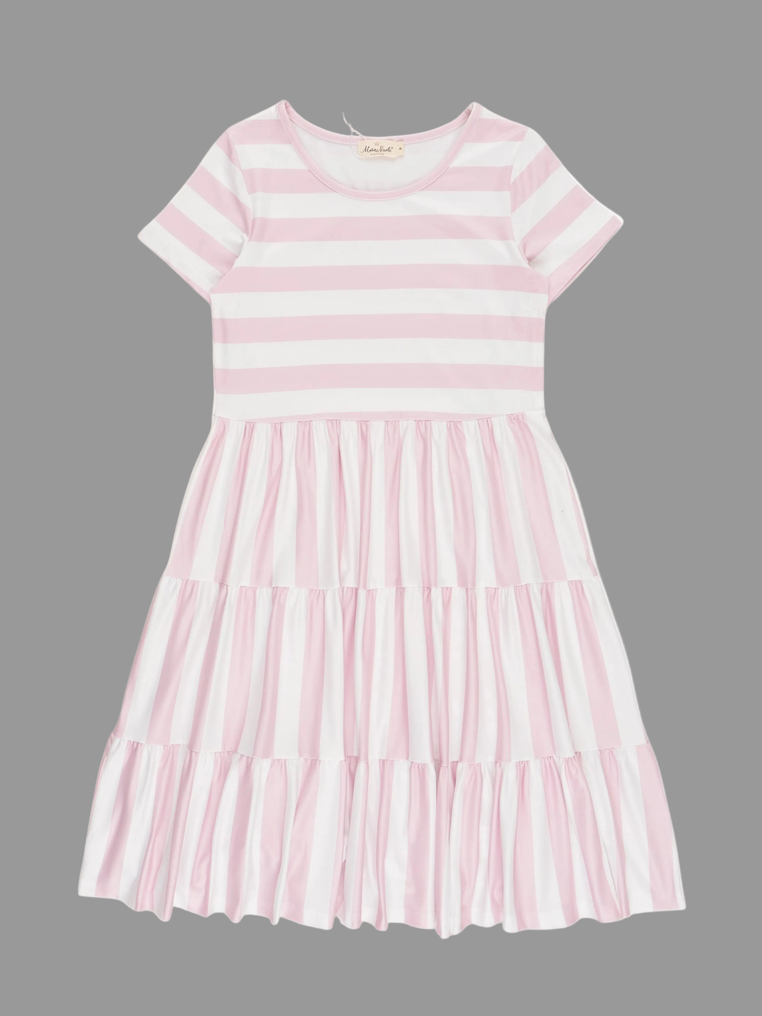 Pink Stripe Ruffle Dress – Girls