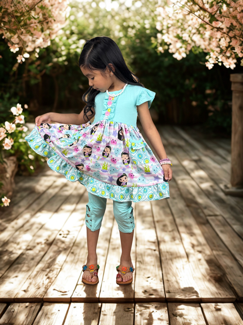 Baby Girl Mermaid Ruffle Tunic & Capri Leggings Set