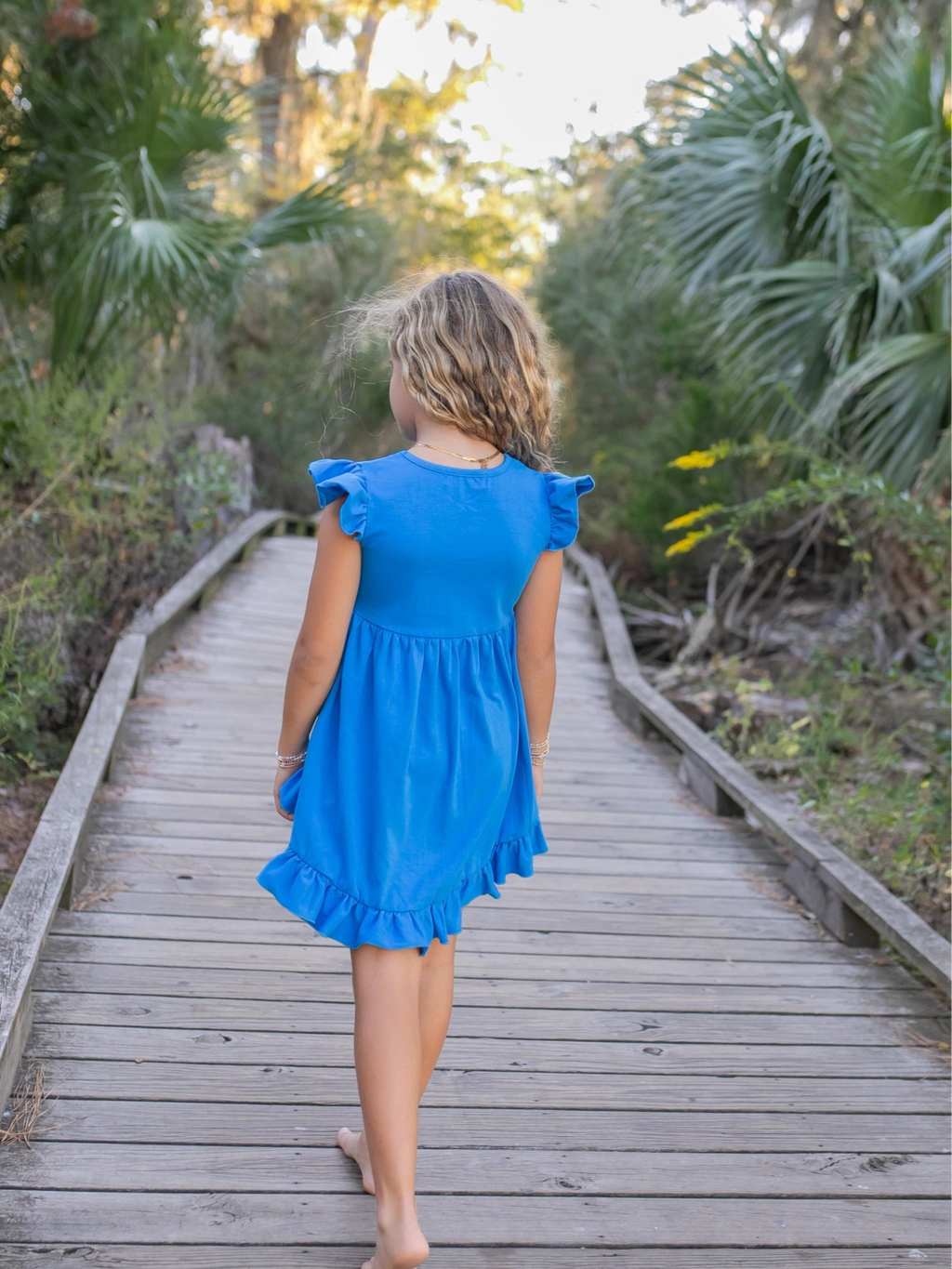 Bright Blue Floral Short Set for Girls