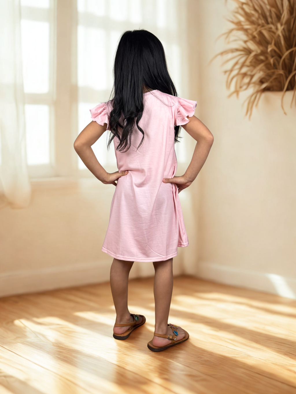 Girls Unicorn Rainbow Tutu Flutter Sleeve Dress