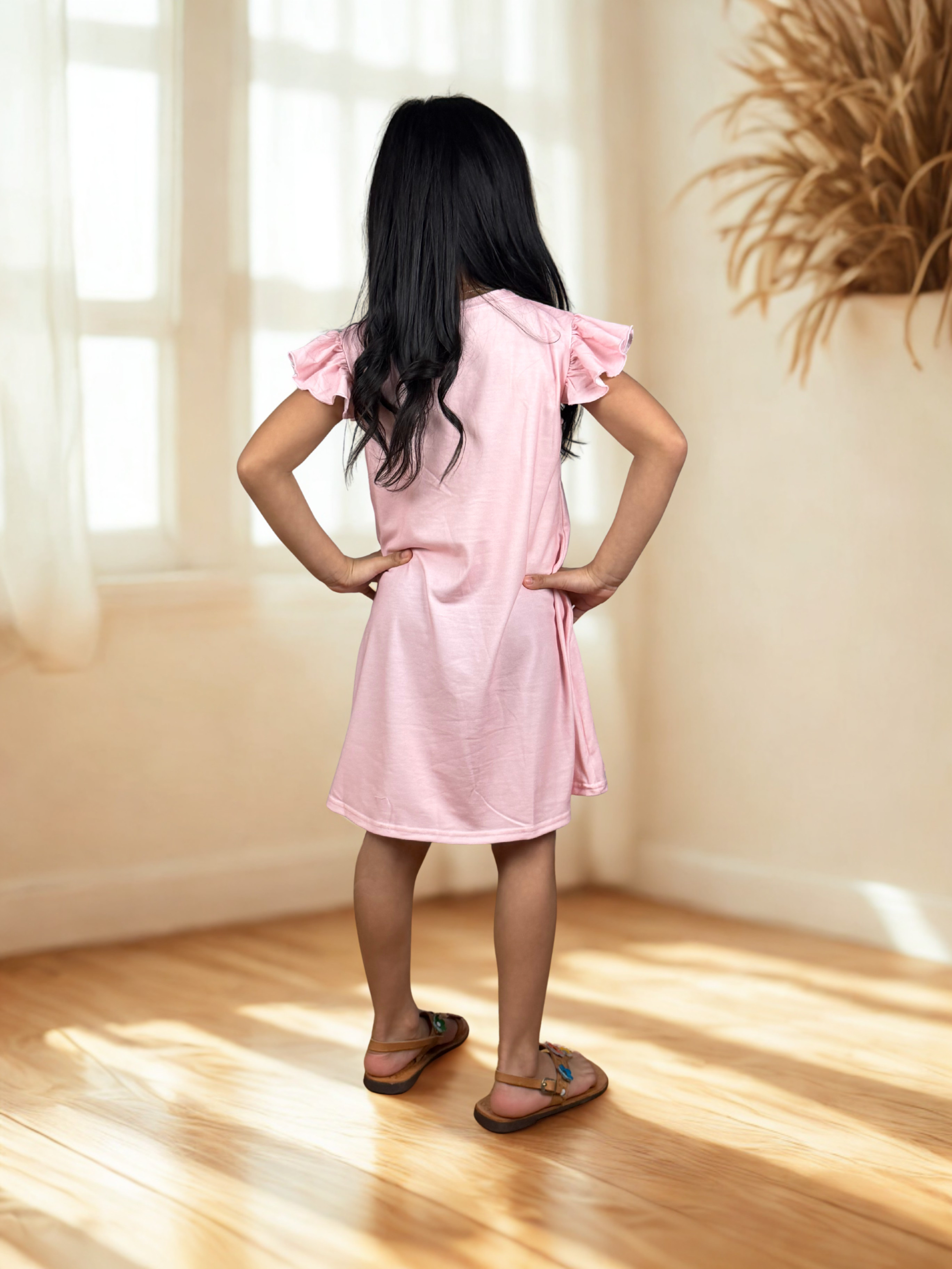 Girls Unicorn Rainbow Tutu Flutter Sleeve Dress