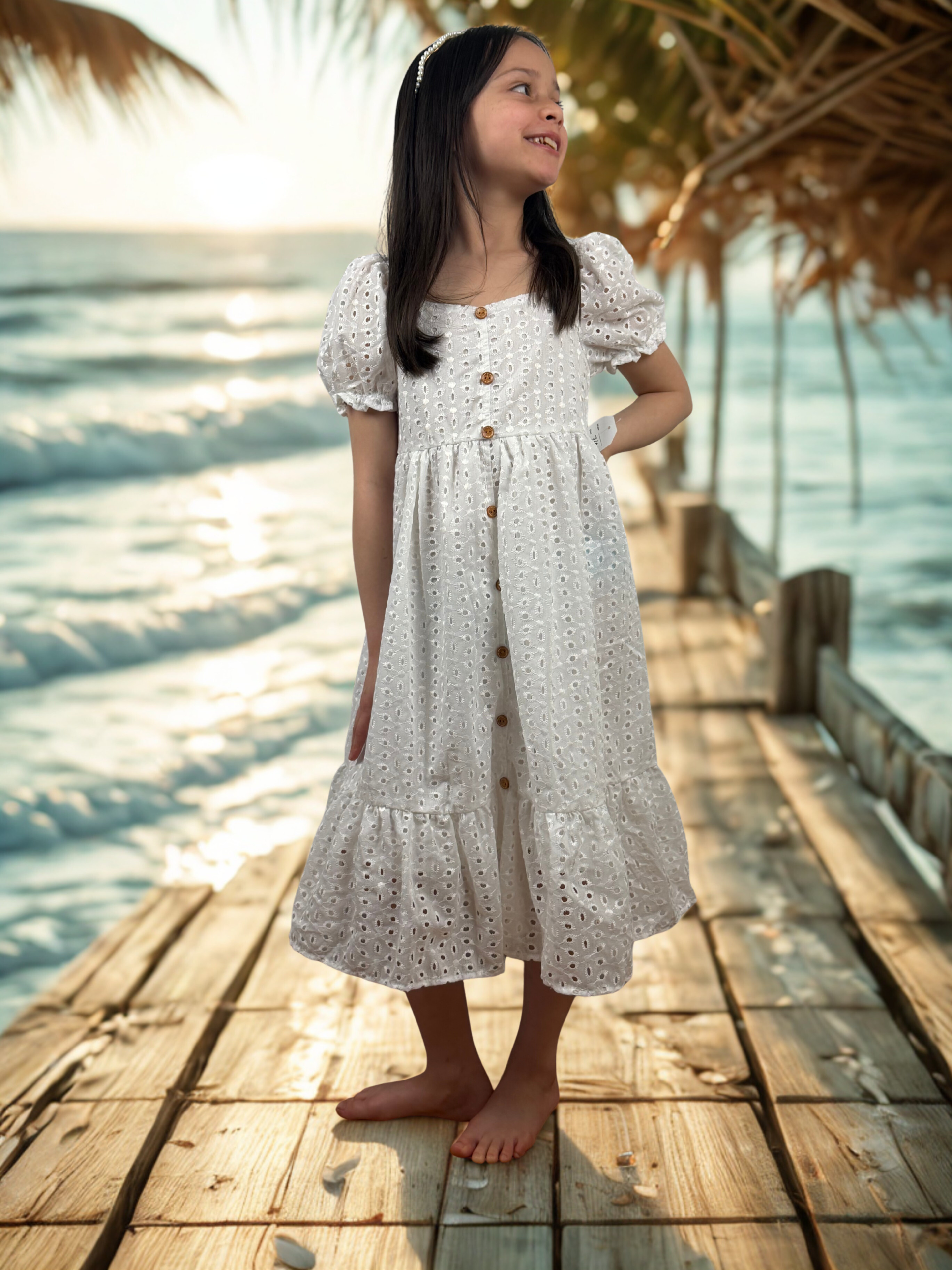 Girls Summer White Lace Dress