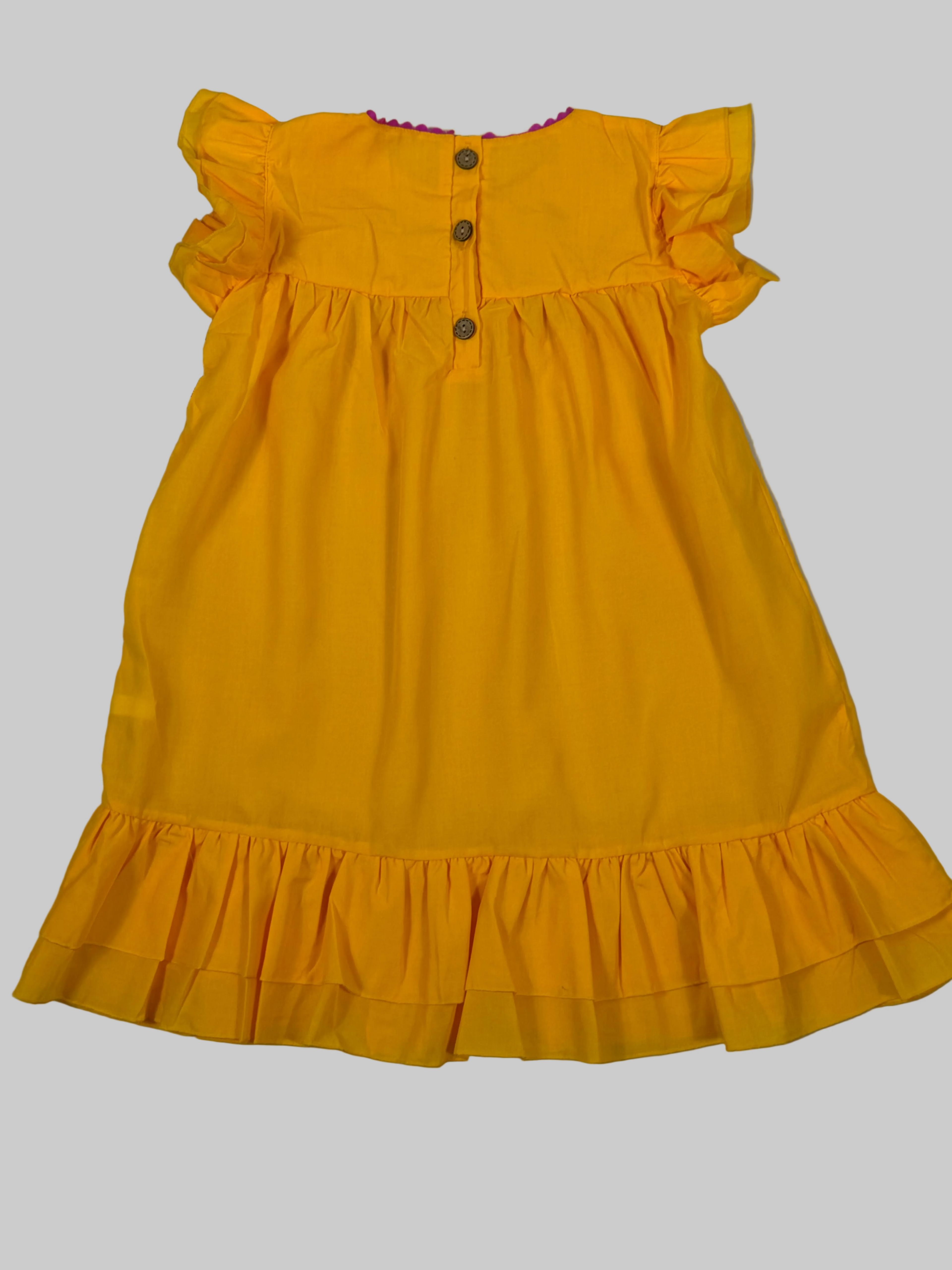 Girls Embroidered Yellow Dress with Colorful Tassels