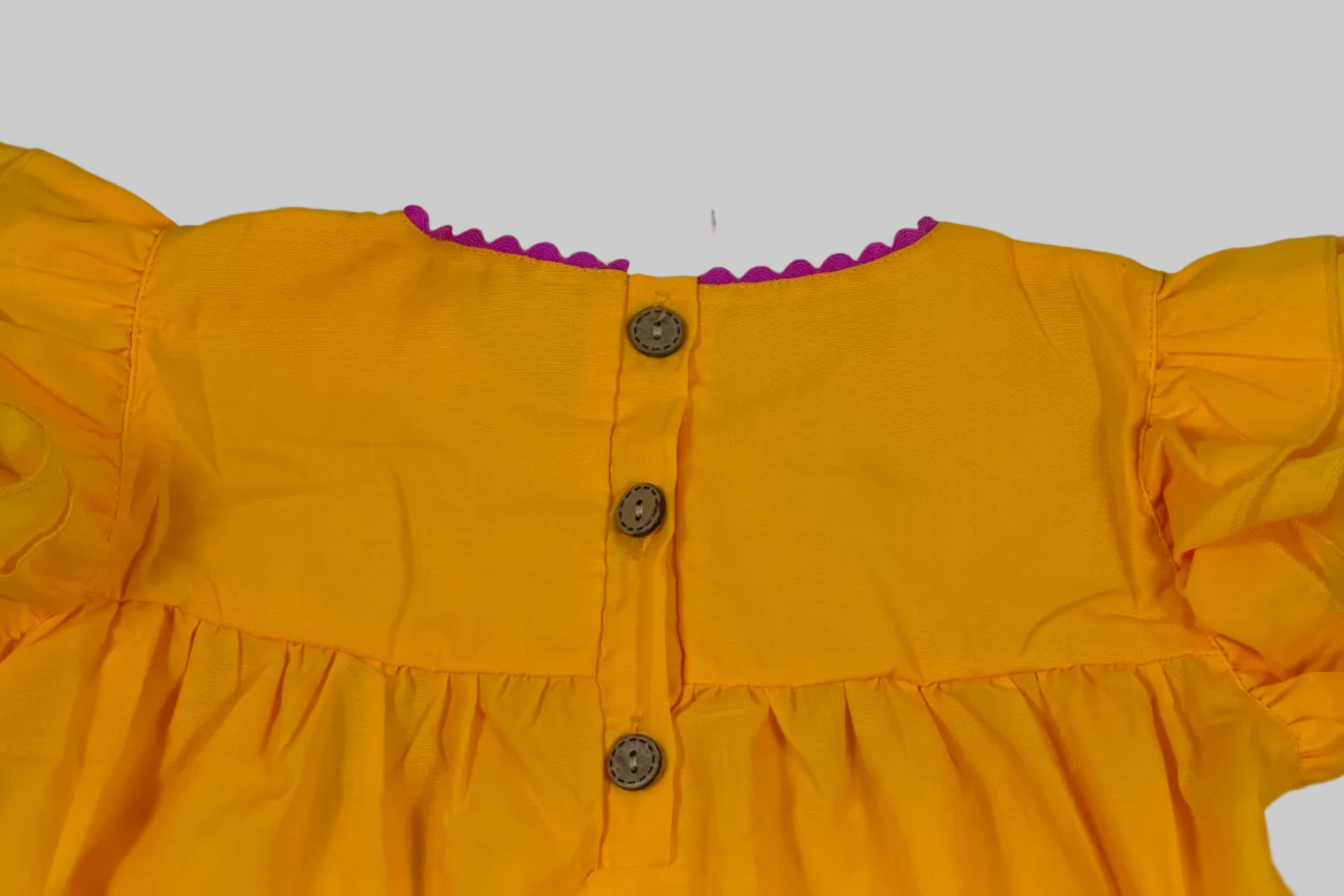 Girls Embroidered Yellow Dress with Colorful Tassels