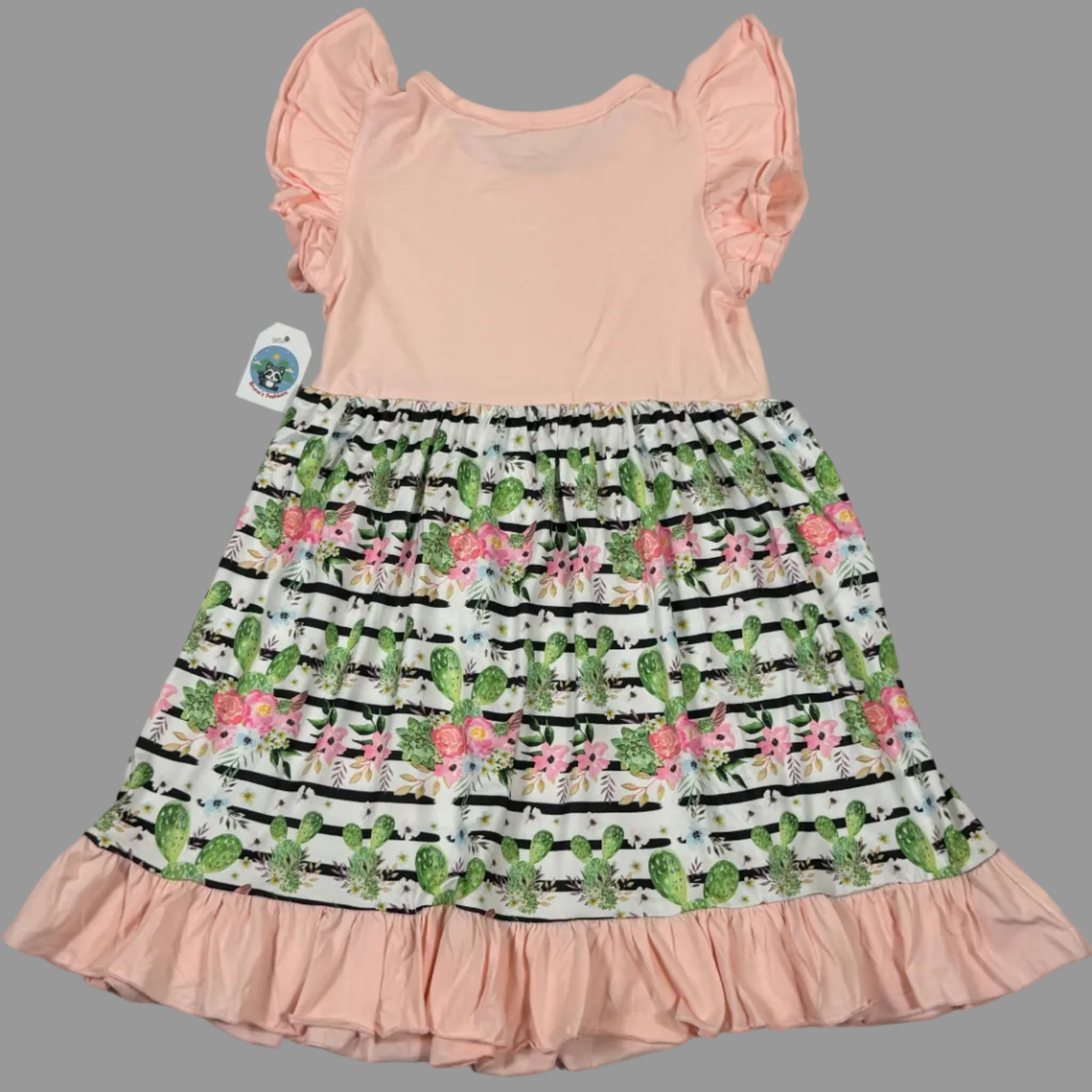 Girls Floral Summer Dress with Ruffle Sleeves