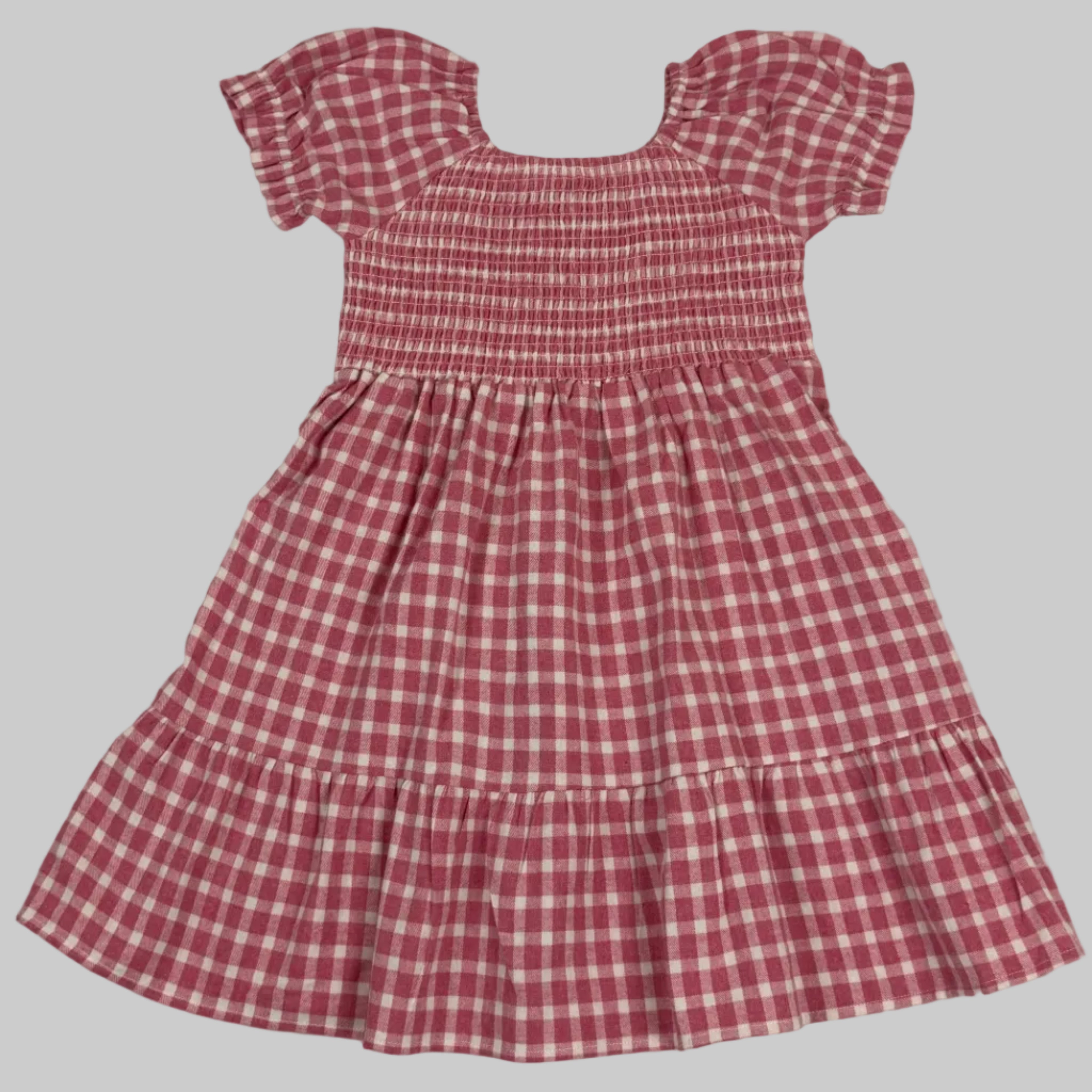 Pink Plaid Cotton Girls Dress