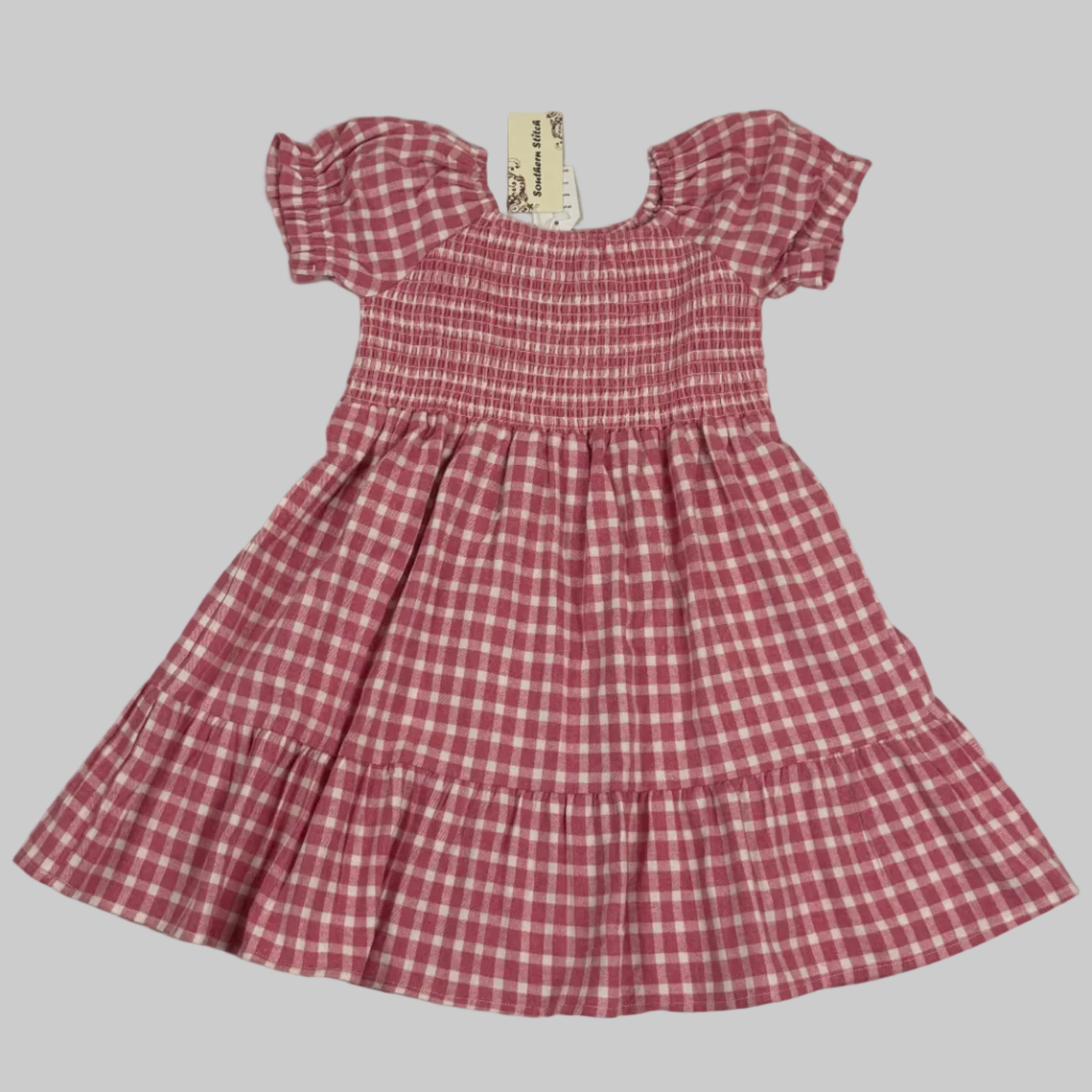 Pink Plaid Cotton Girls Dress