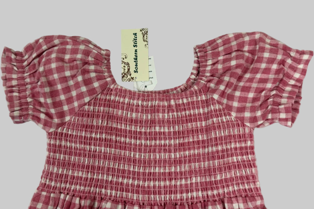 Pink Plaid Cotton Girls Dress