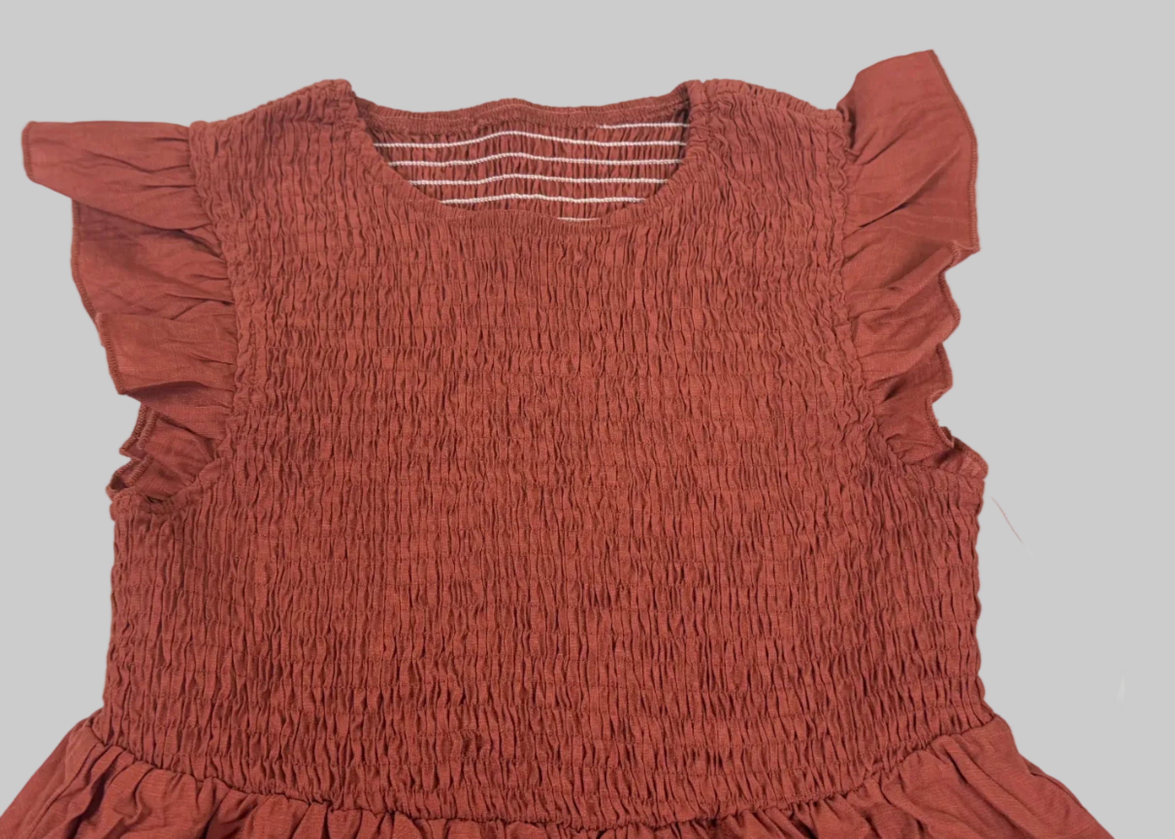 Girls Elegant Rust Midi Dress – Spring & Summer