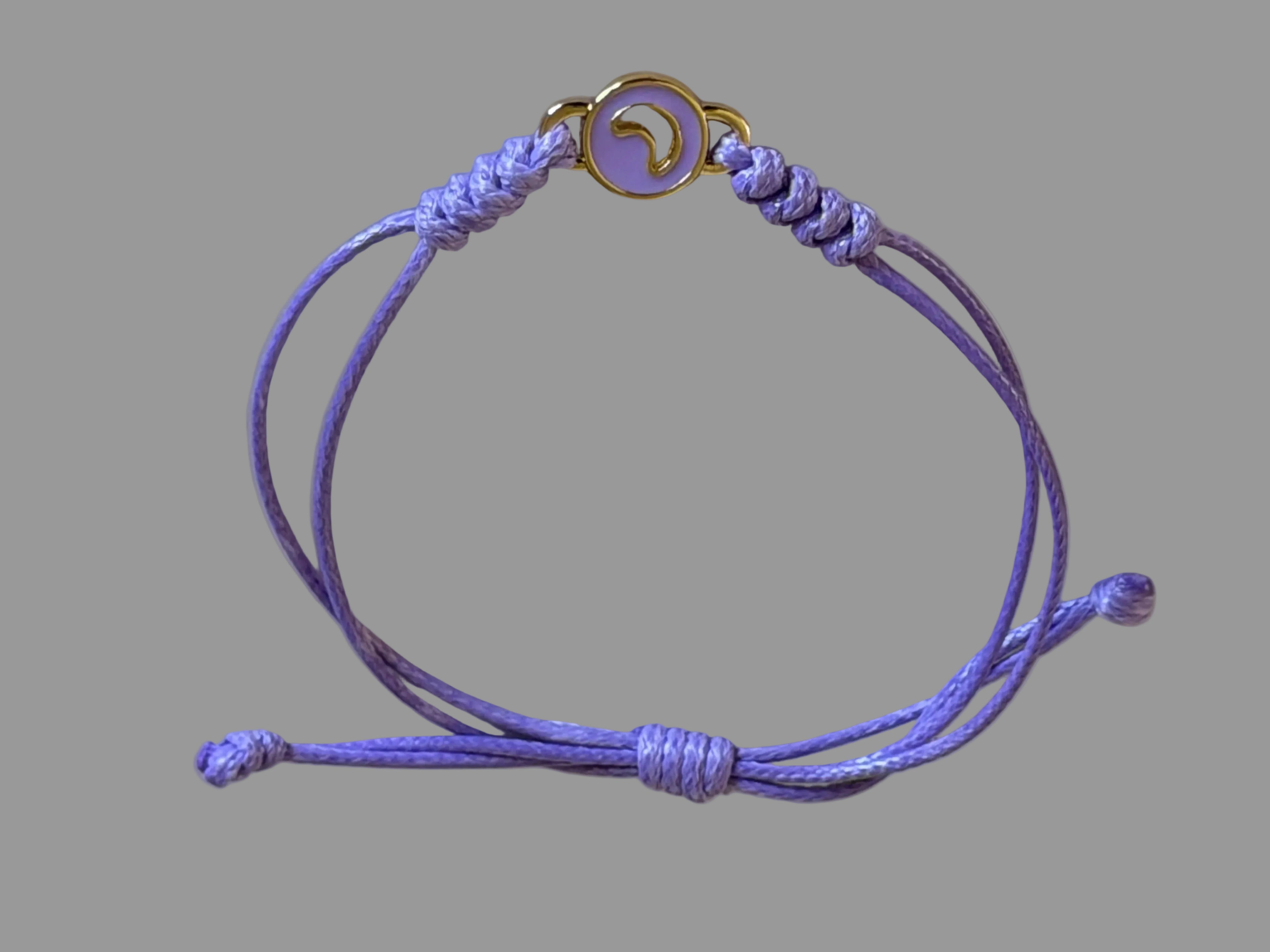 Lilac Adjustable Girls Bracelet with Moon Charm
