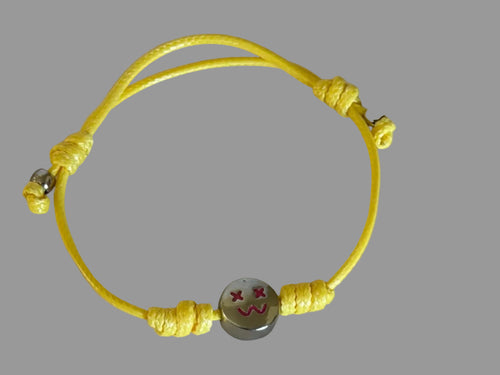 Adjustable Girls Bracelet with Yellow Smile Charm