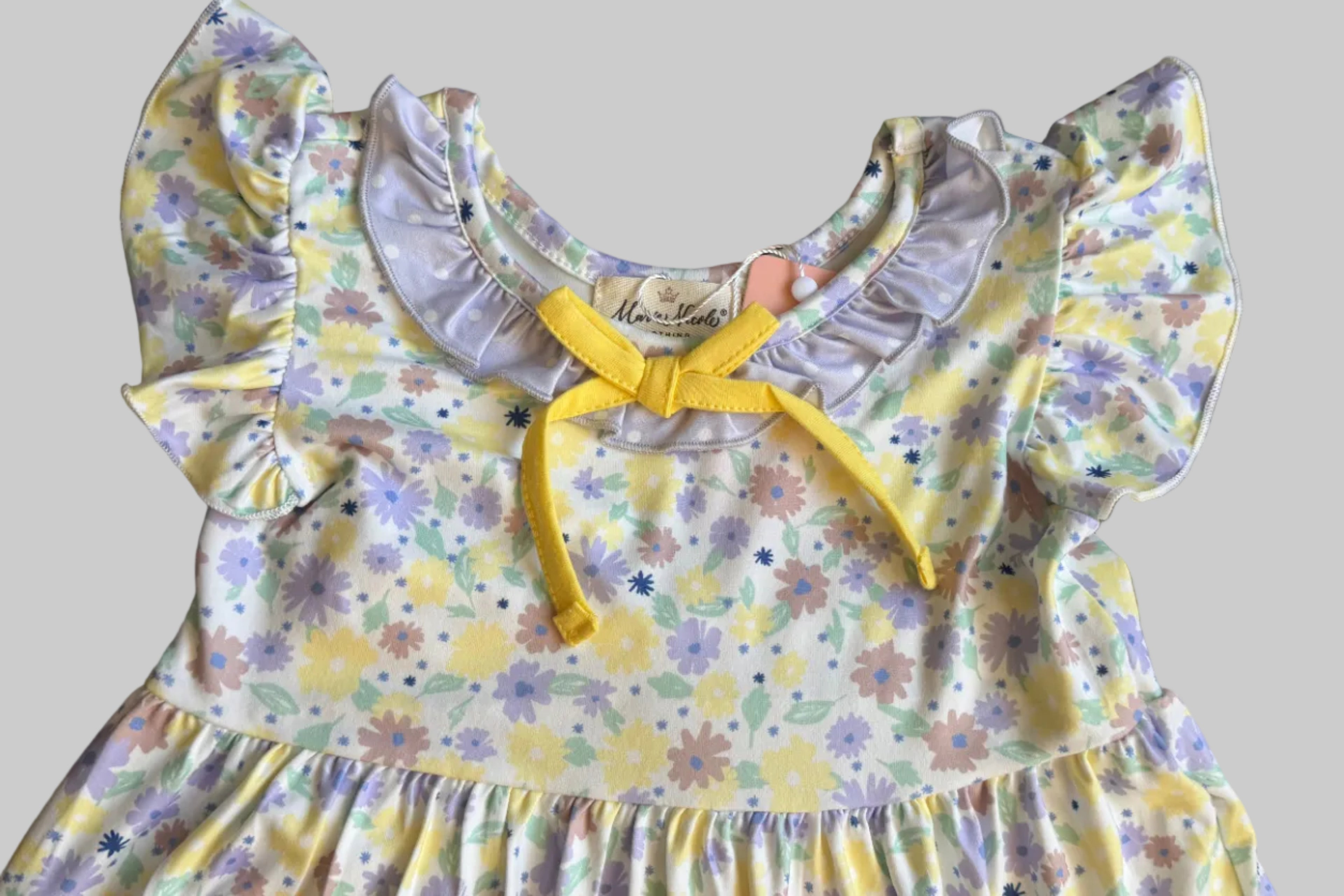 Floral Ruffle Outfit Set with Yellow Leggings – Girls