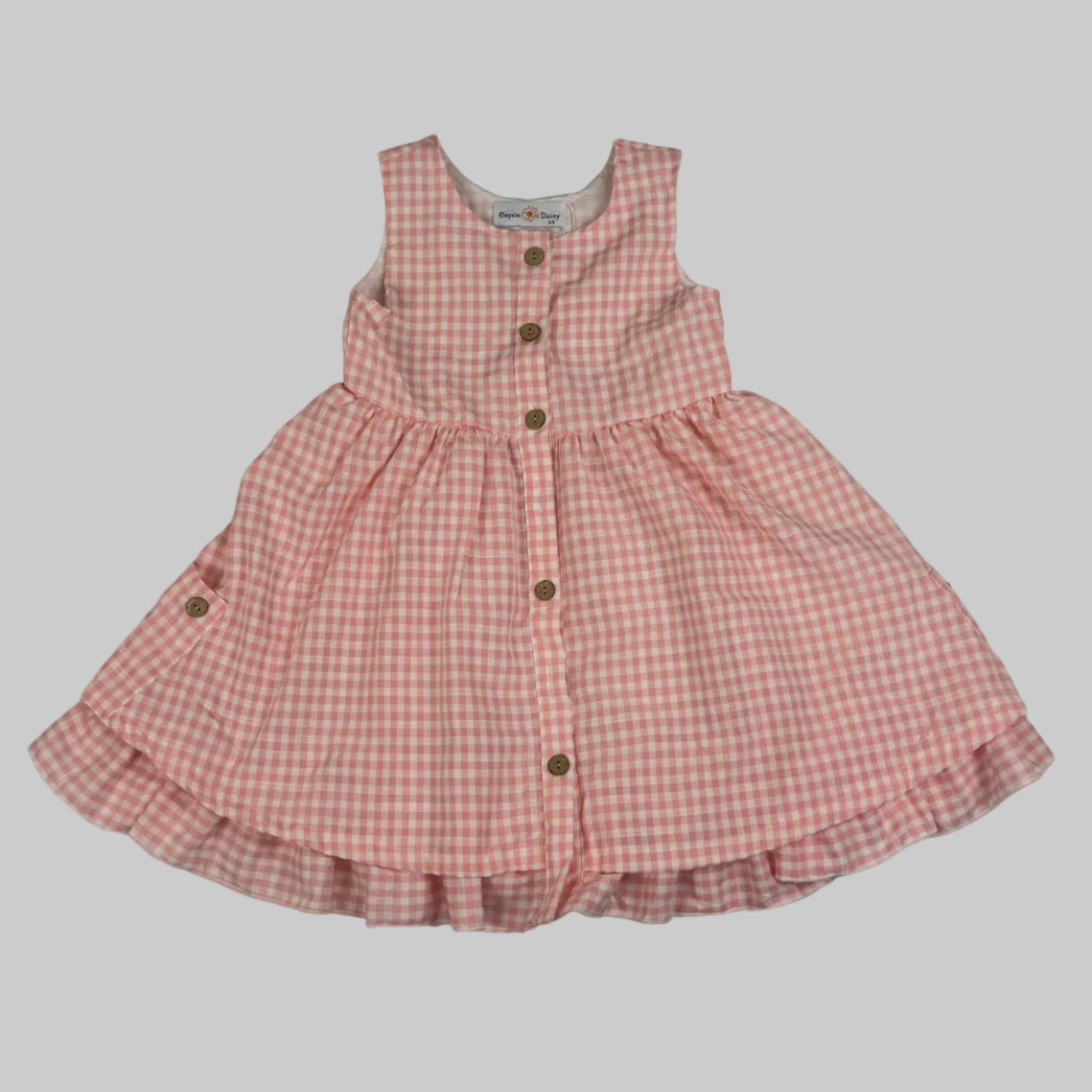 Girls Gingham Ruffle Dress – Pink & Blue (Spring/Summer Style)