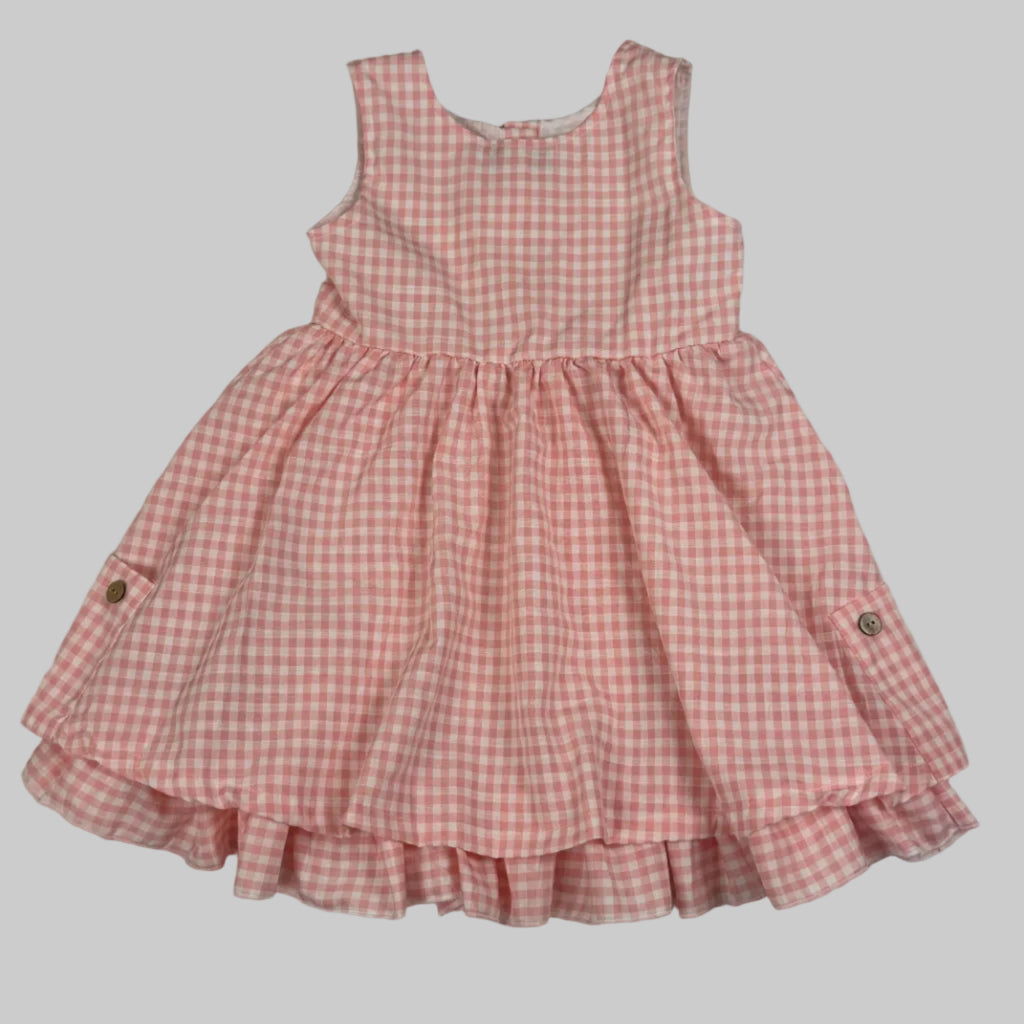 Girls Gingham Ruffle Dress – Pink & Blue (Spring/Summer Style)